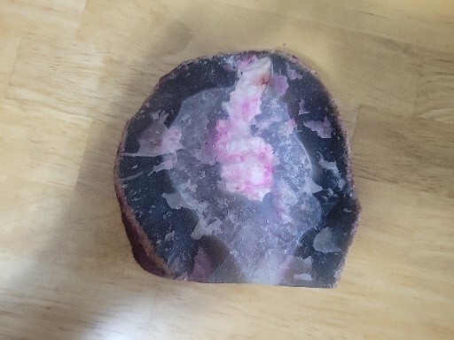 Cut Polished Dyed Pink Agate Geode