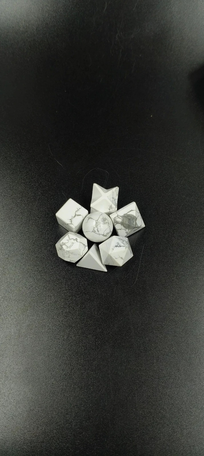 Natural Howlite 7 Platonic Solids Sacred Geometry Crystal Set Reiki Gift