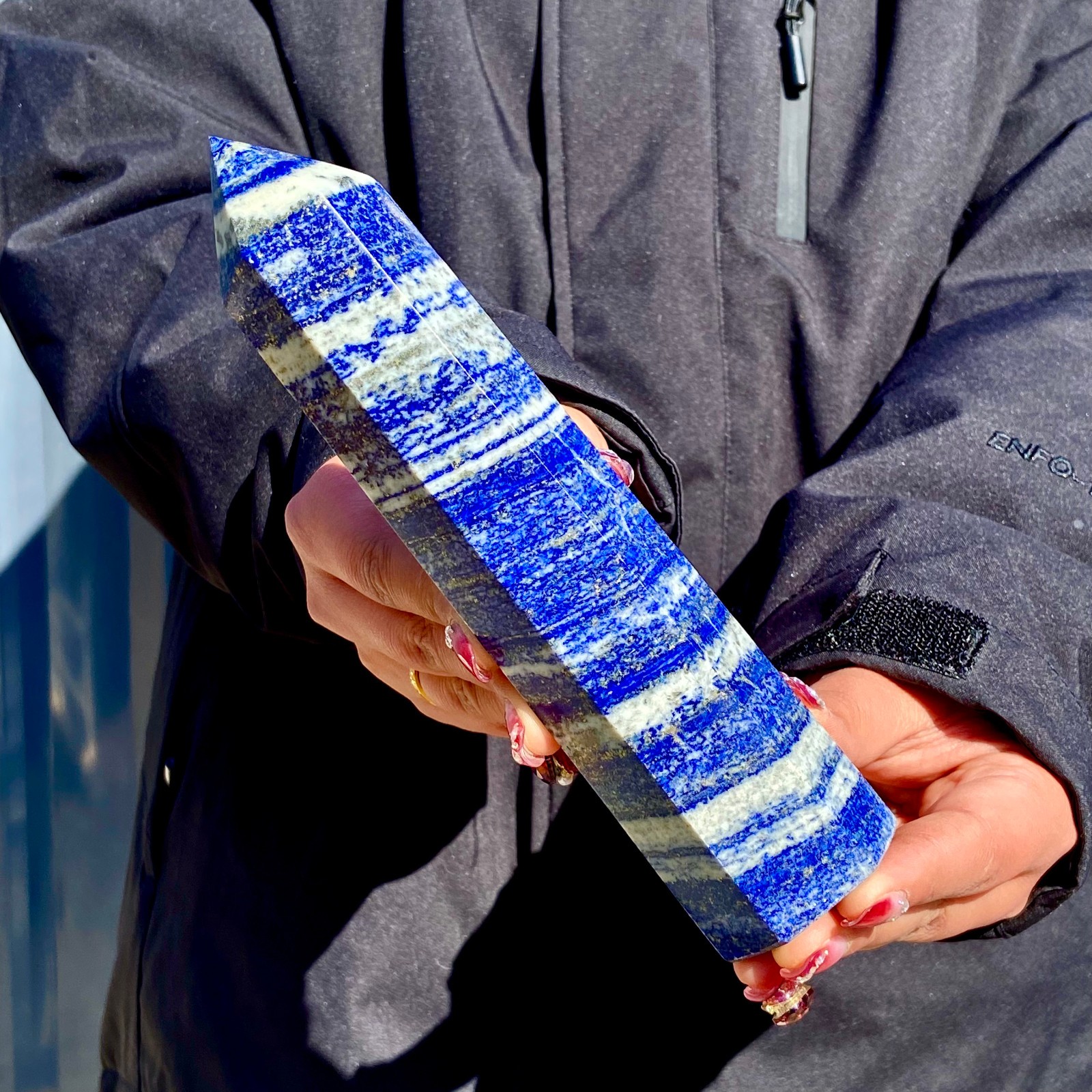 1.23LB Large Natural Lapis lazuli quartz crystal obelisk point wand aura healing