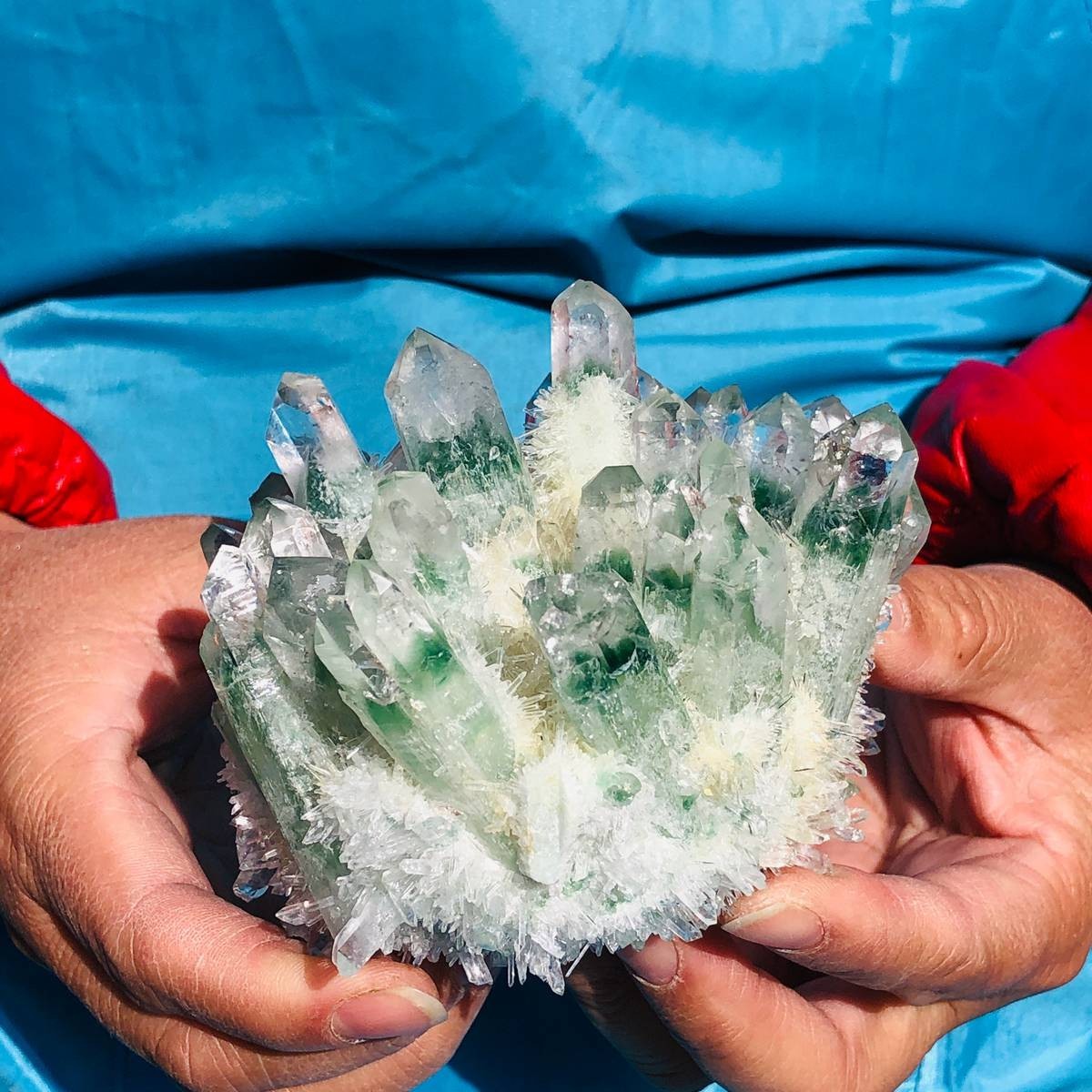 2 piece Lab-Grown Green Crystal Clusters Healing Energy Home Decor 2.61LB