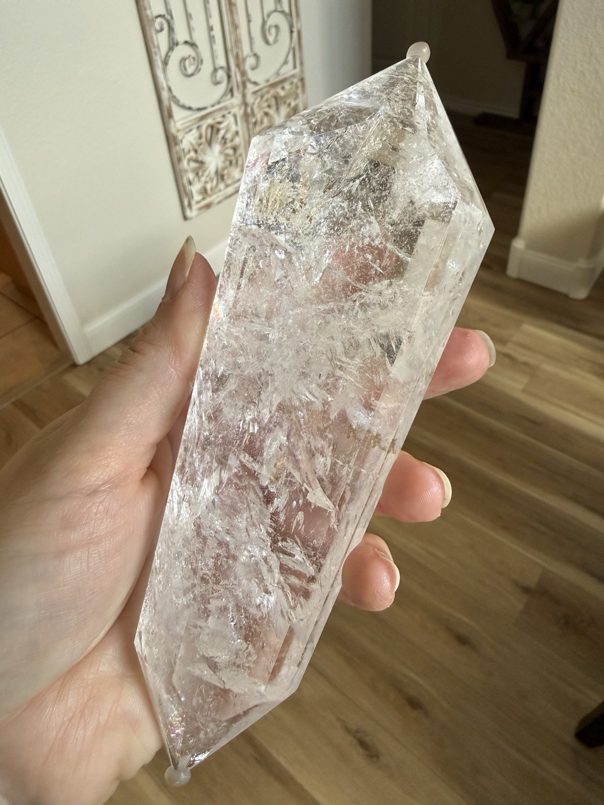 HQ Large Brazil Clear Quartz DT Vogel Double Terminated 1lb 3oz 7 1/2In Crystal