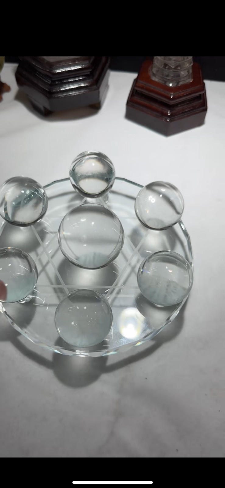 TOP Natural clear quartz ball carved crystal sphere Seven Star Group+stand 7PC