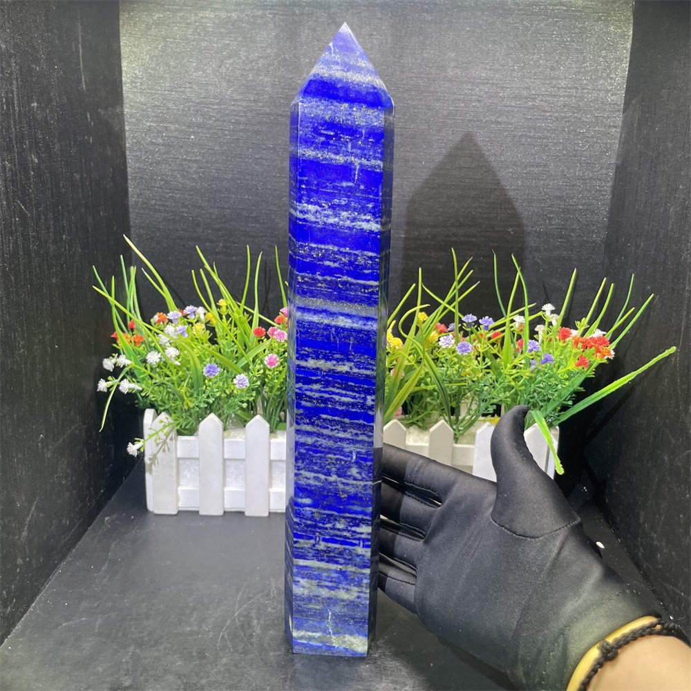 3.7LB 12.9″ Natural Lapis Lazuil Obelisk Tower Crystal Quartz Reiki Healing