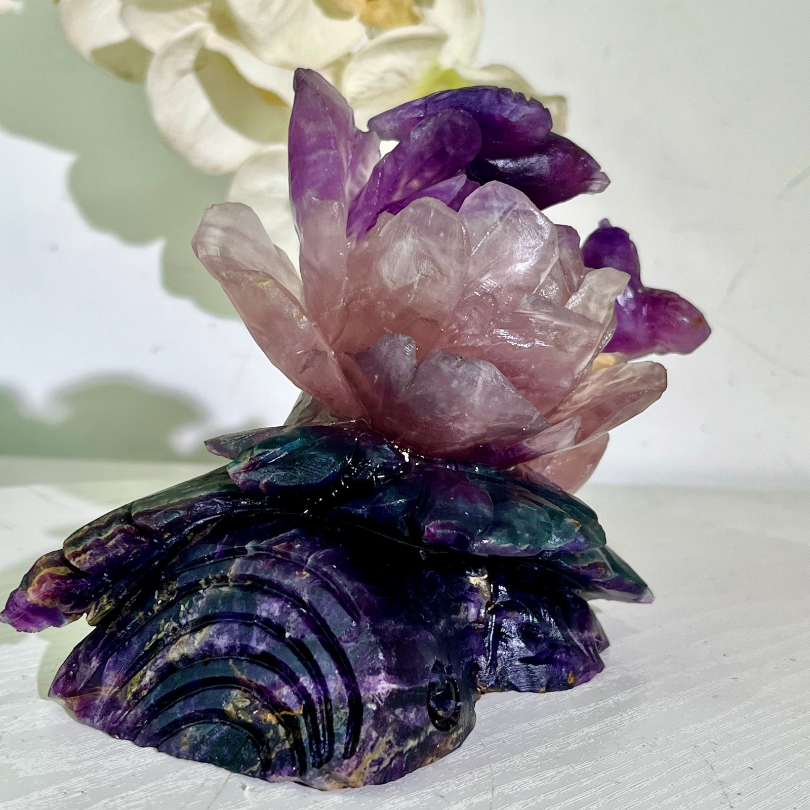 4.18LB Natural fluorite quartz products, hand carved and polished spiritual orn