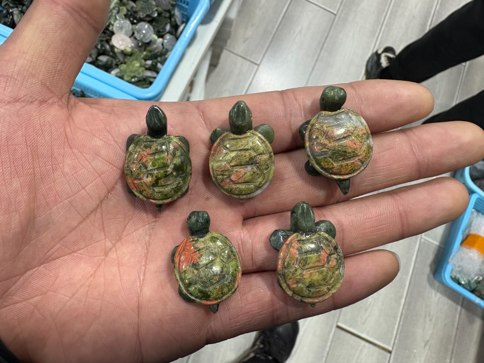 5pc Natural unakite Crystal Quartz Carved Crystal Sea turtle reiki Random