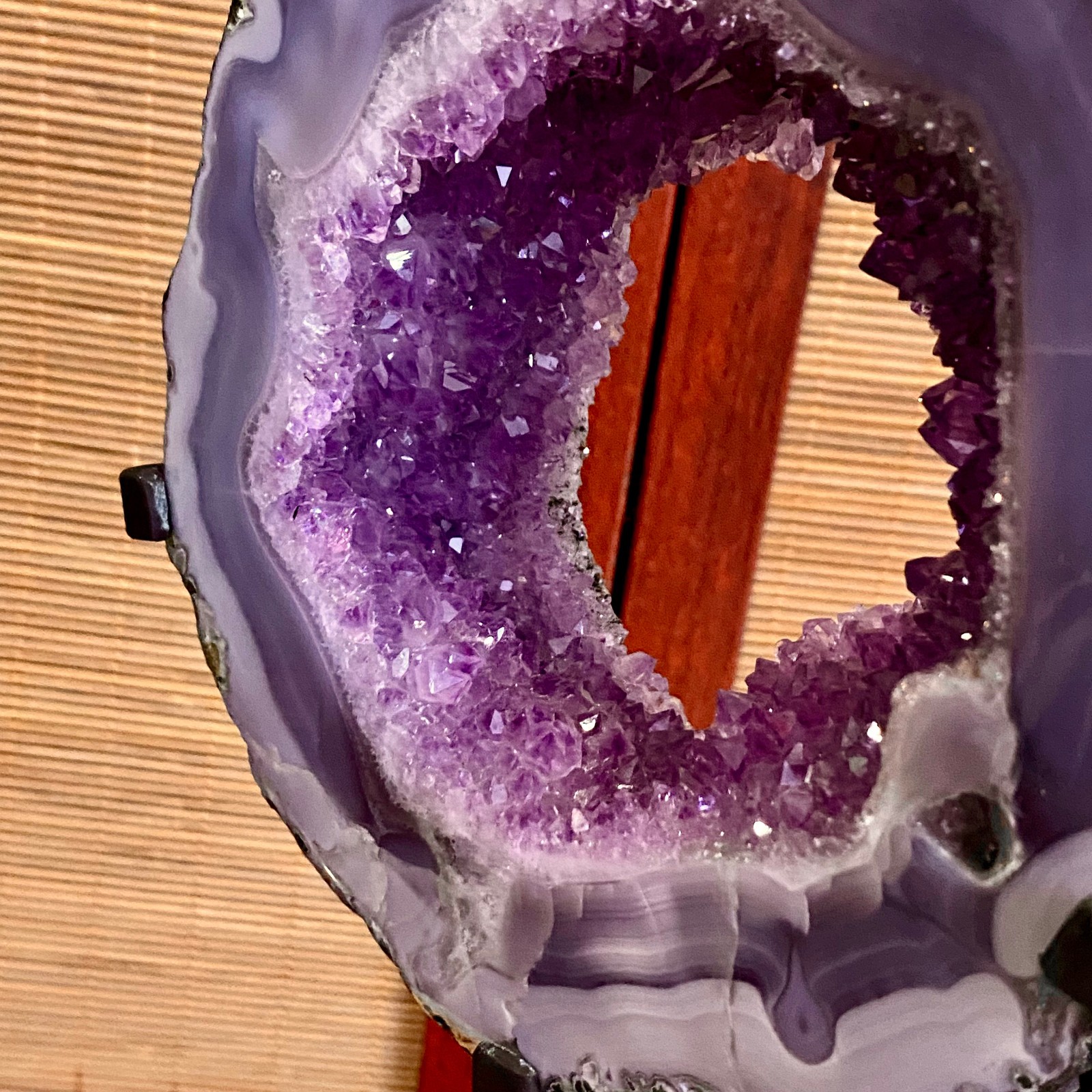 4.4LB Natural Amethyst Cave Crystal Slice Crescent shaped Hand Cut Repai