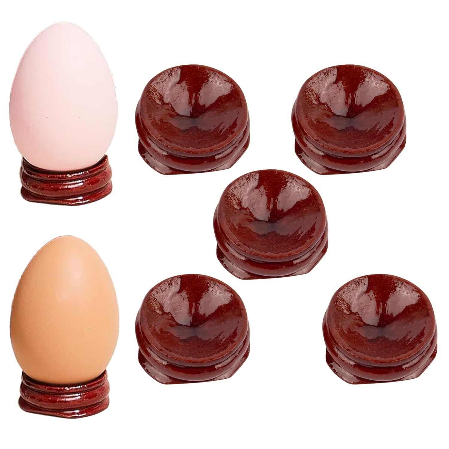 5 Pack Wooden Egg Stands Holder Crystal Sphere Globe Ball Stand for Display