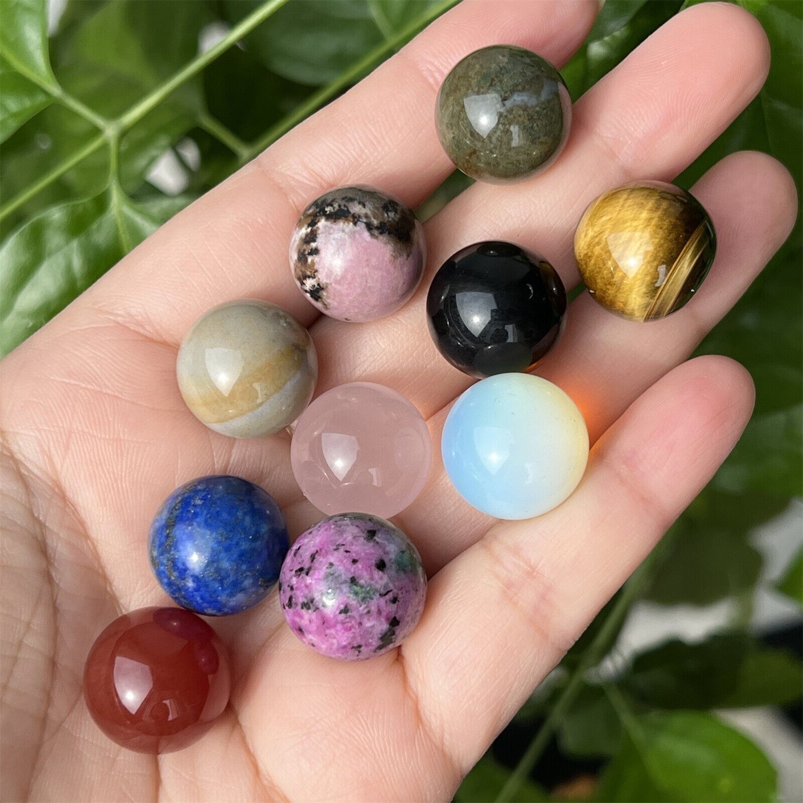 30Pcs 10MM Natural Gemstone No Holes Ball Bead Round Beads For Jewelry Making