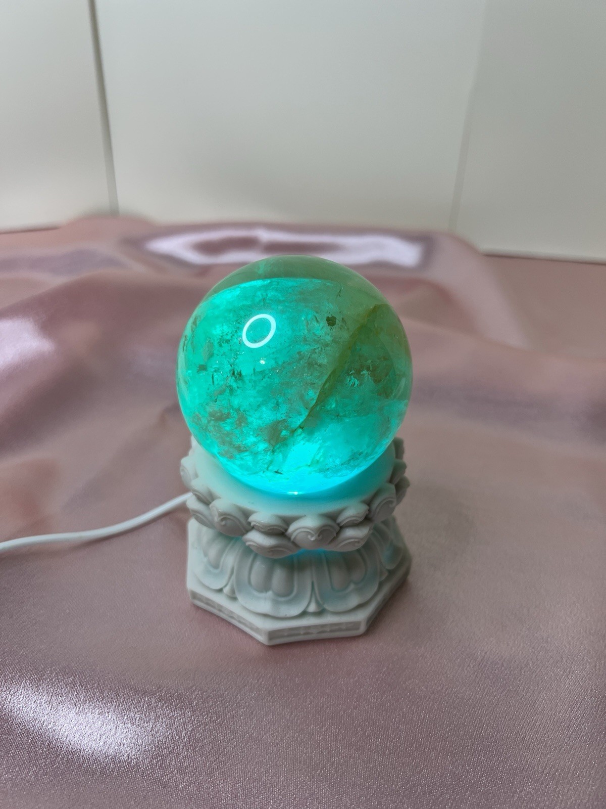Citrine Crystal Sphere With Stand Light