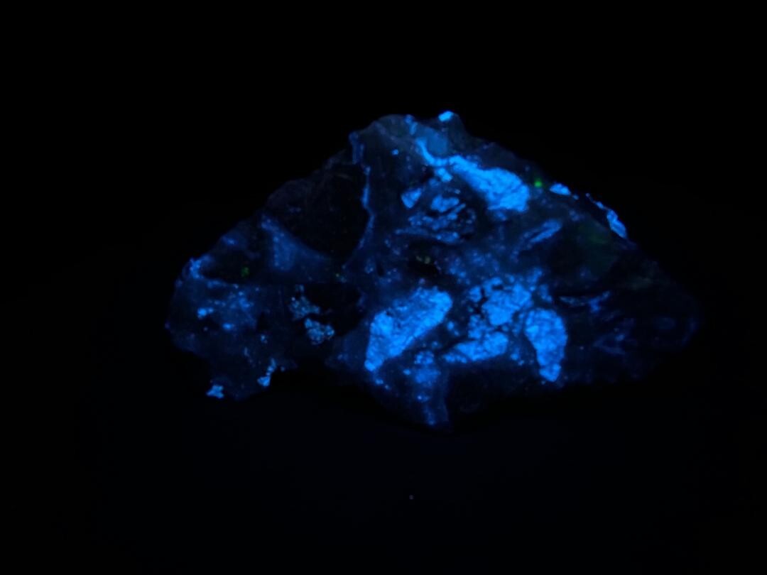 KB: RICH! SW FL BRIGHT BLUE/WHITE SCHEELITE WITH WOLFRAMITE FROM AUSTRALIA