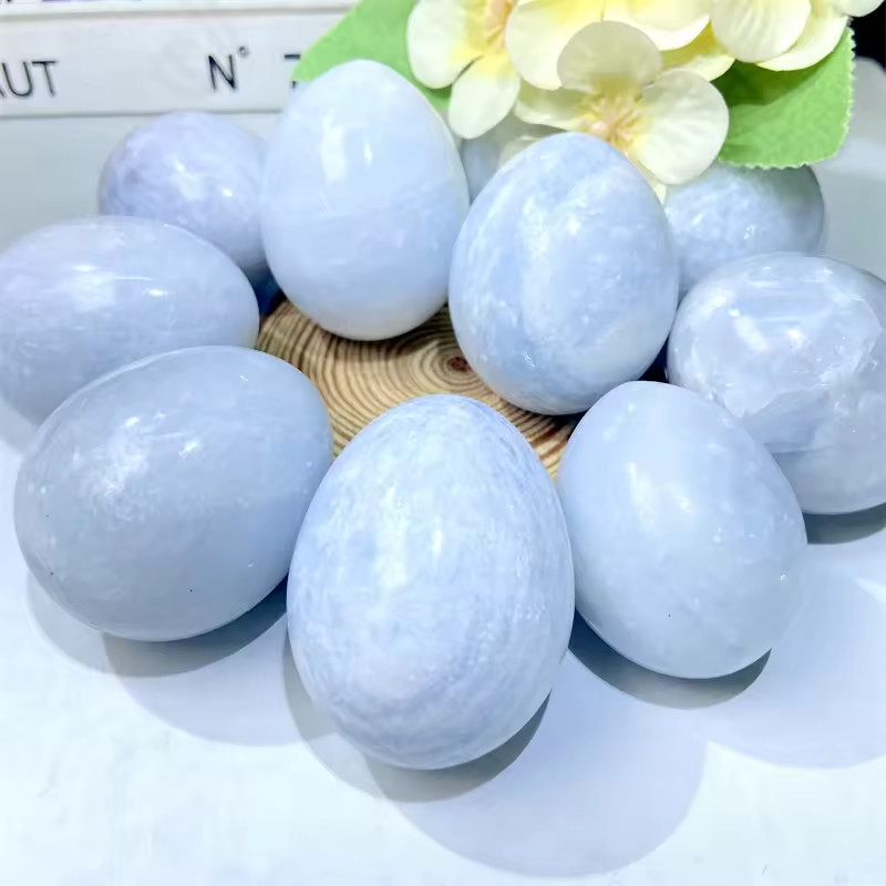 Celestite Egg – Natural Angelic Blue Crystal, Spiritual Healing Stone Gift