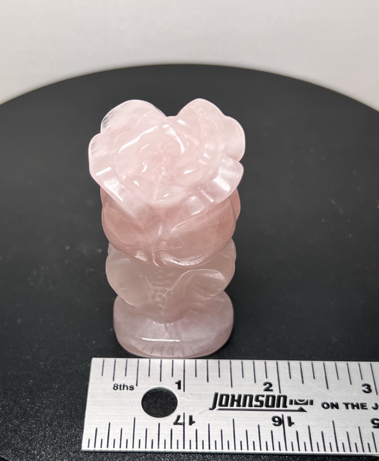 Rose Quartz 4 Piece Set – Heart bowl, Rose, Pyramid, & Sphere (68mm)