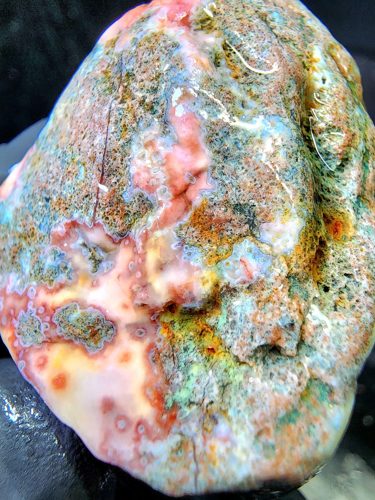 Rare Lake Superior Orbicular Moss Agate – Pink Blue & Green Chalcedony – 2.0 oz