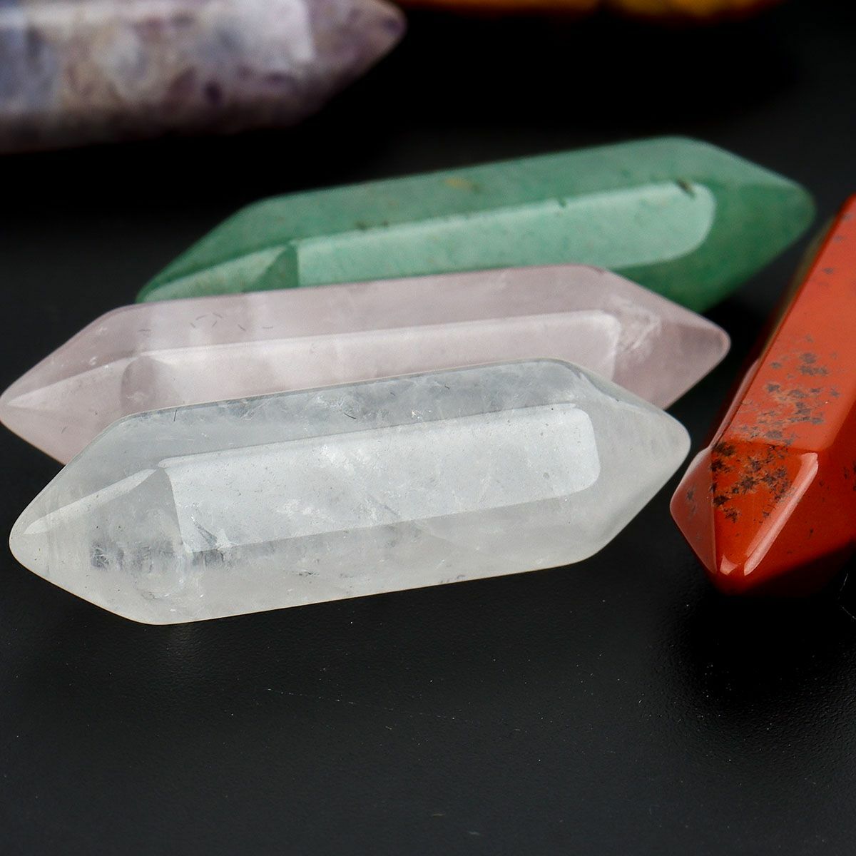 14Pc Chakra Natural Gem Stone Set Single Point Healing Wand Reiki Quartz Crystal
