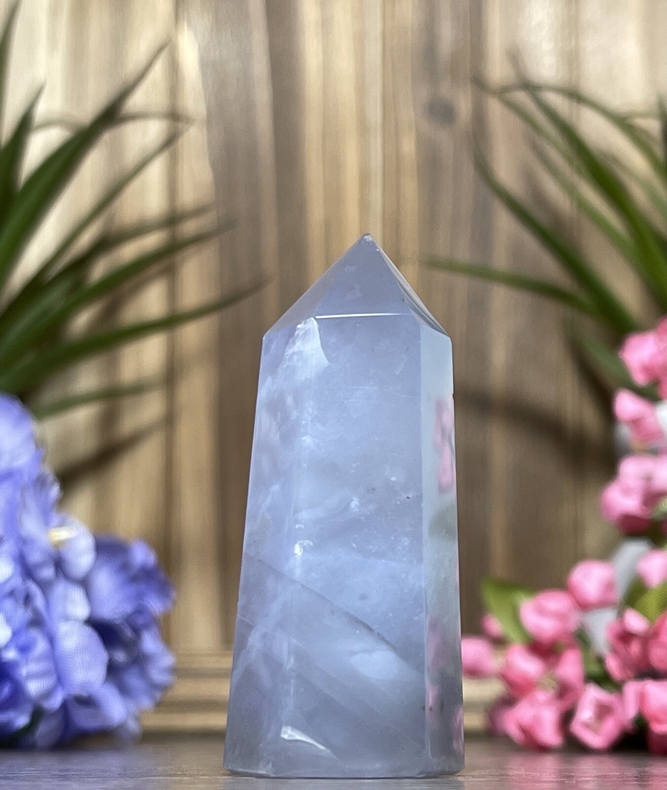 BLUE CHALCEDONY TOWER – Mineral Point Generator Chakra Reiki Witch Crystal Decor