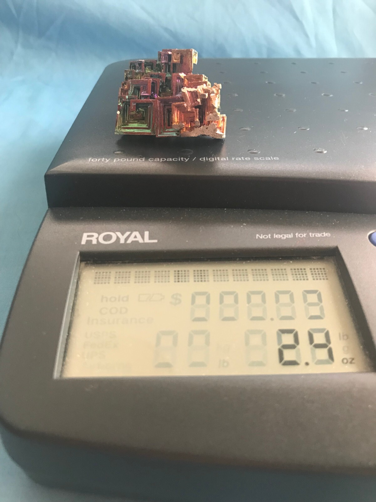 Pretty 2.4 Ounce Large 2” x 1-5/8” x 1” Piece of Rainbow Bismuth Crystals