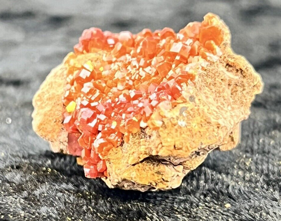 Vanadinite Mineral Specimen Red Hexagonal Crystals in Matrix. from Morocco.