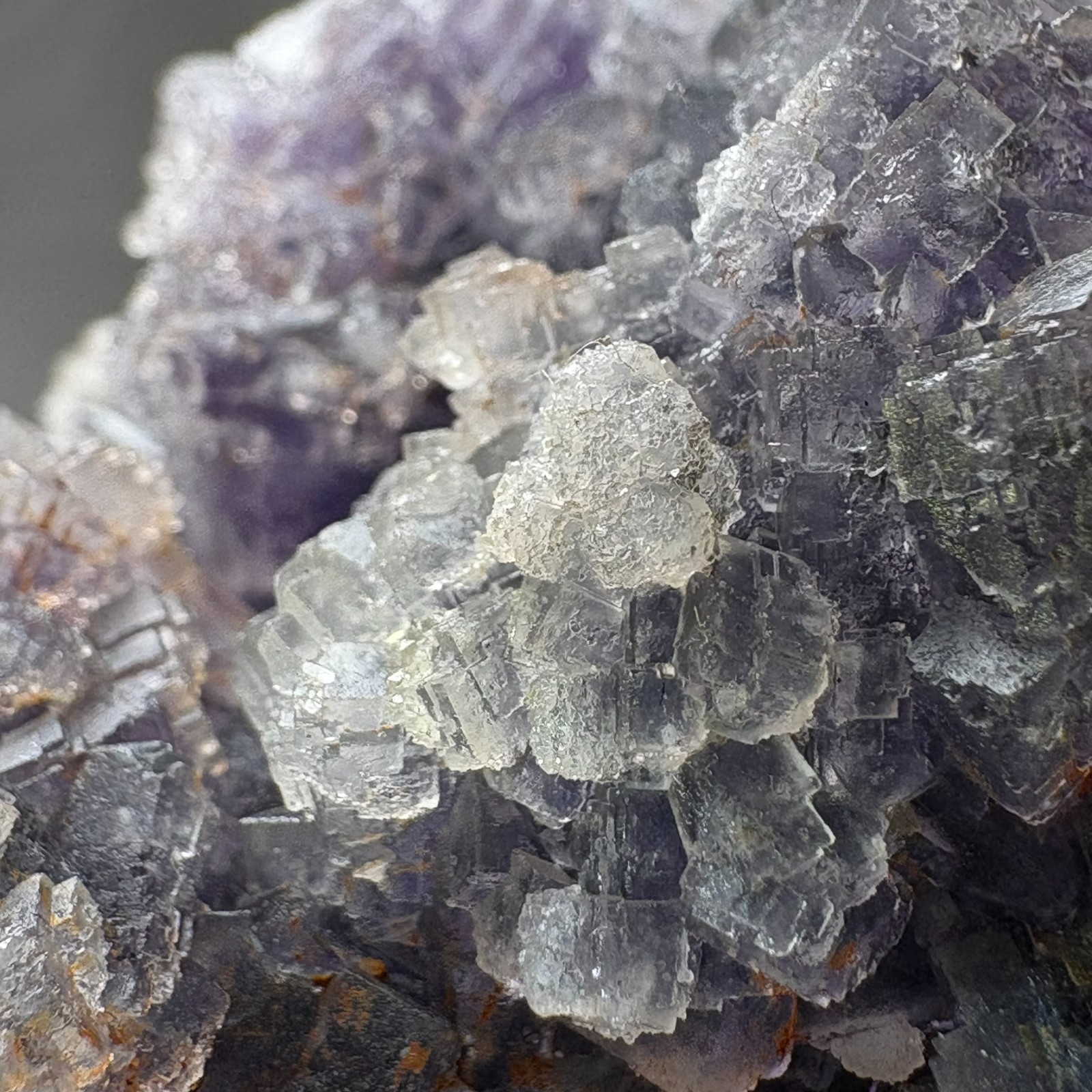 Large Rare Dual Color Fluorescent Natural Fluorite Double Sided Mineral Specimen
