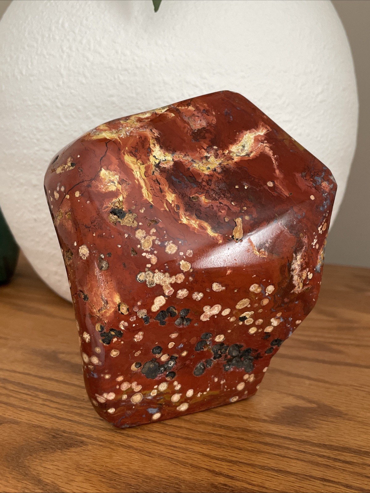 Red Orbicular Jasper – Carved And Polished – Display Piece Or Cabochon Material