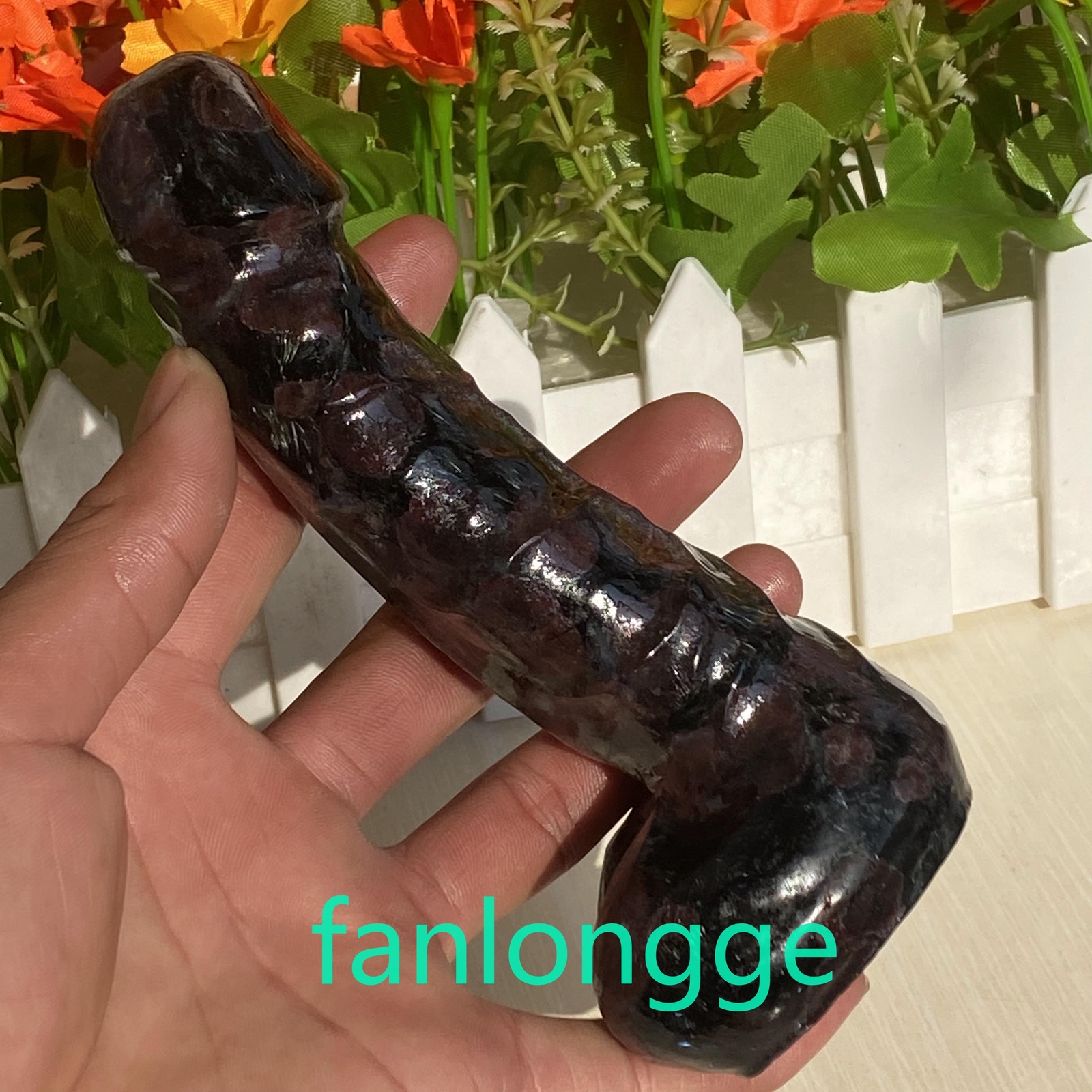 6in Wholesale Natural Garnet male penis Quartz Crystal Carved Figurines 1pc