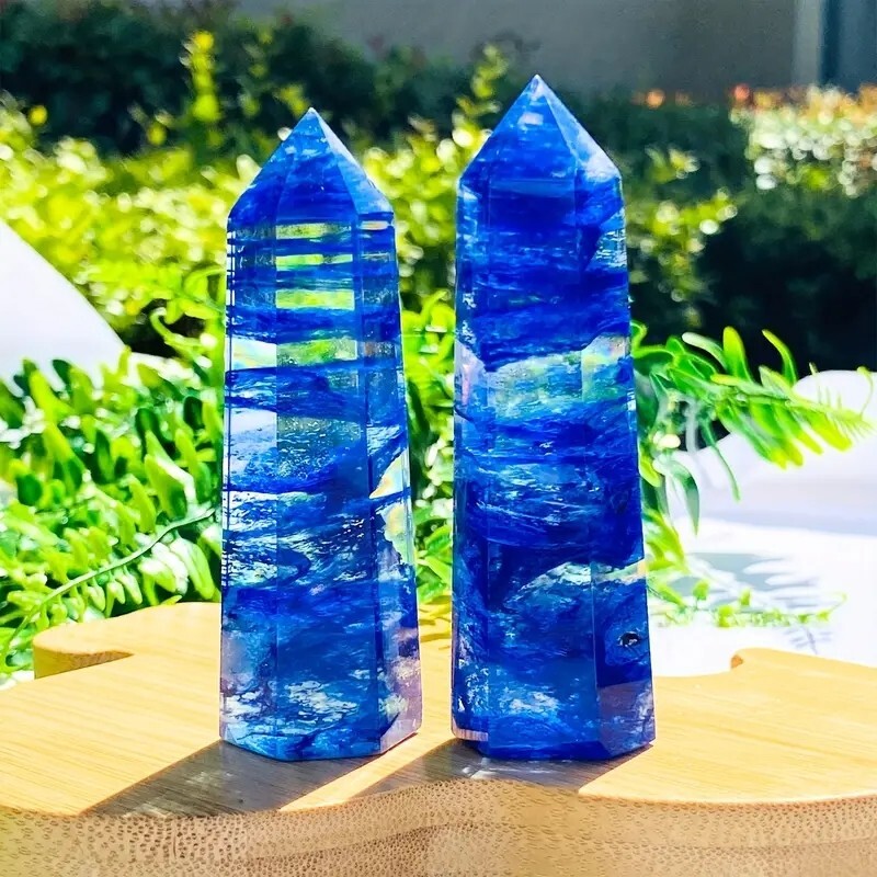 3.15″-3.54″ Natural Blueberry Quartz Crystal Tower Healing Crystal Obelisk