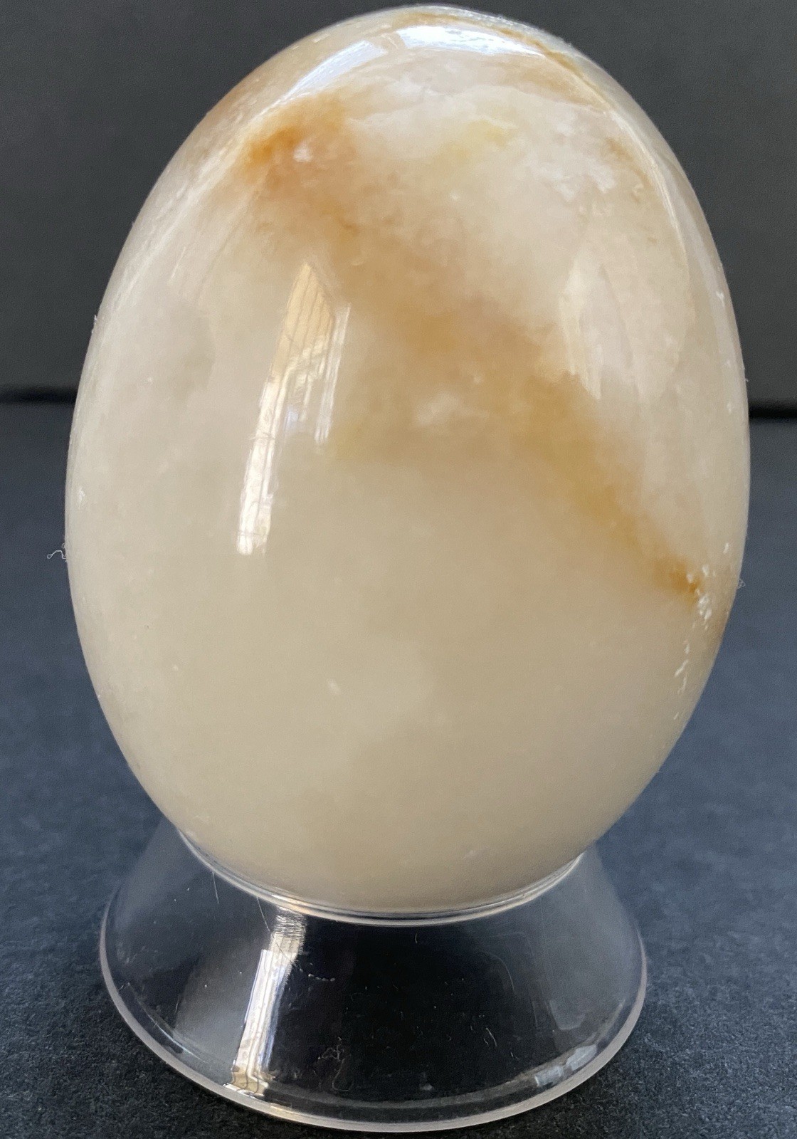 Natural Onyx Stone Egg With Stand Hand Polished Banded Agate Calcite Crystal