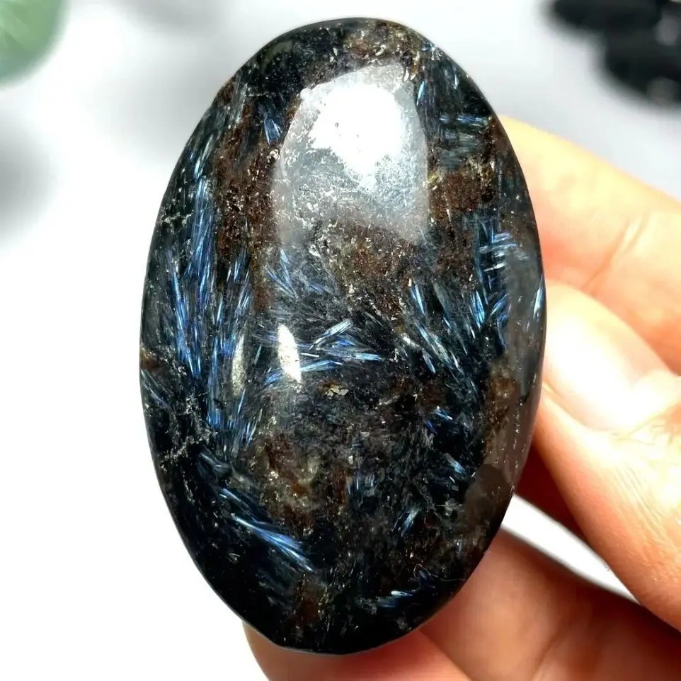 Natural Arfvedsonite Palmstone Worry Stone Healing Crystal Meditation Reiki Gift