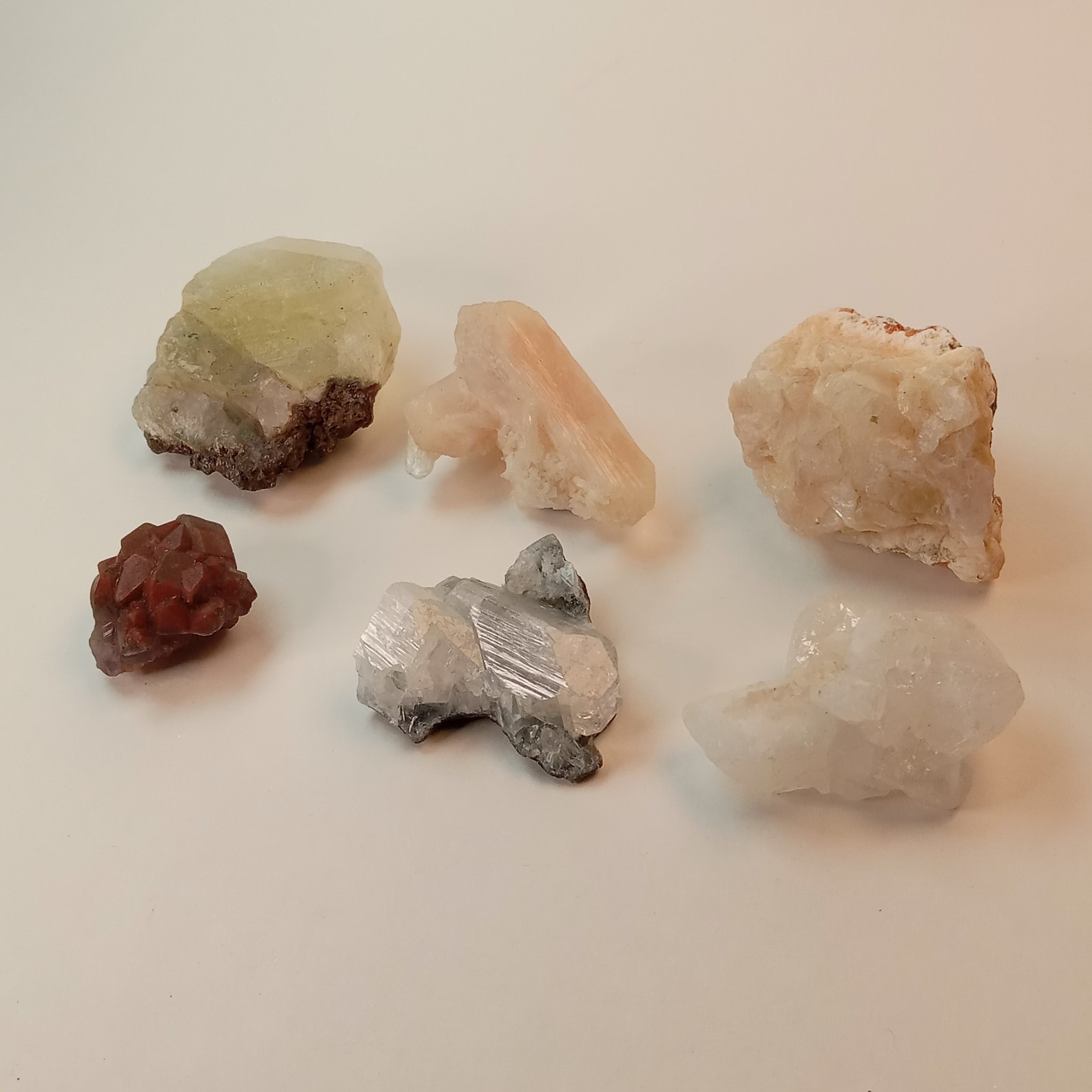 Mixed Mineral Specimen Lot 6pc Stilbite Green Apophyllite Amethyst India I14