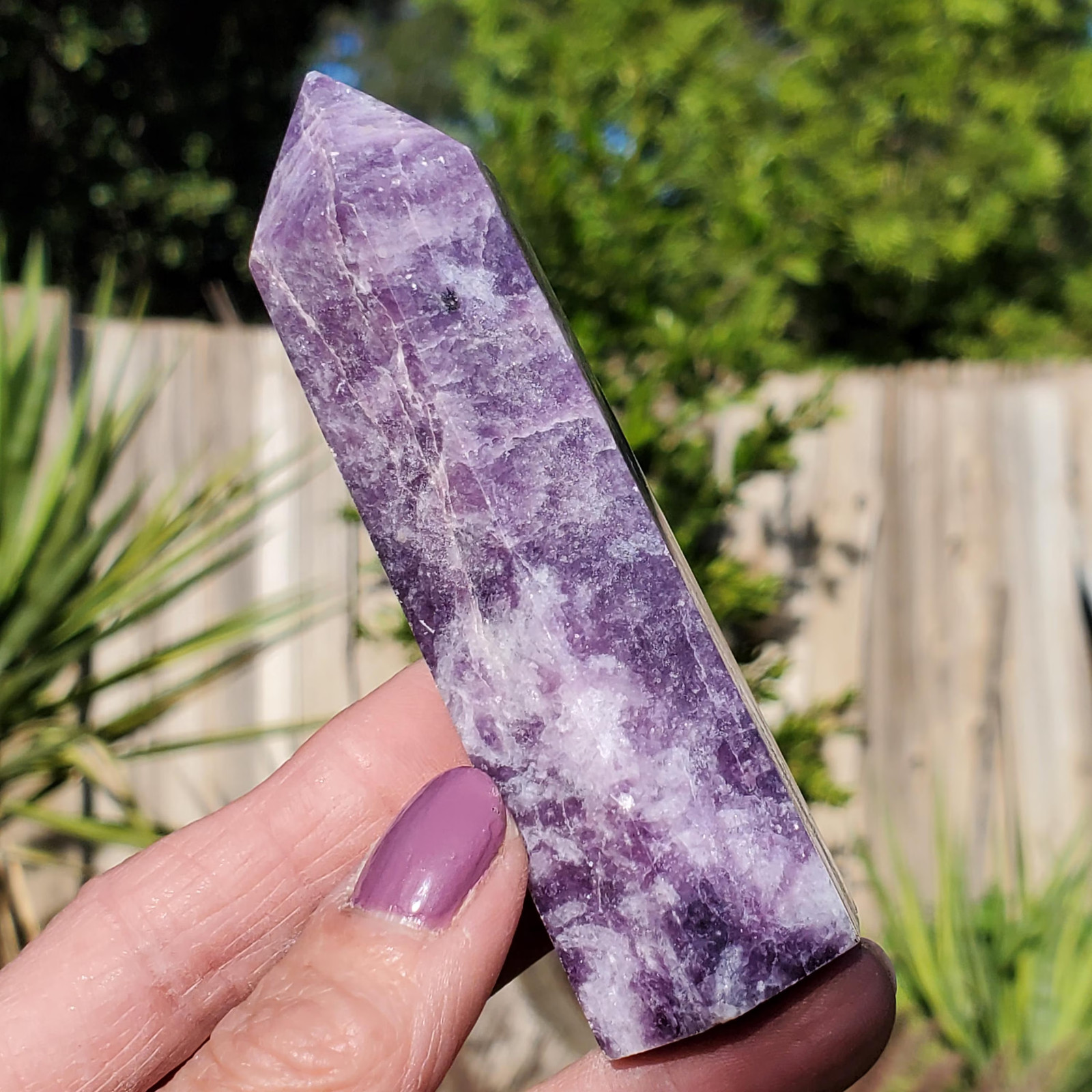 Lepidolite Mica Purple Lilac Point Tower 124 grams