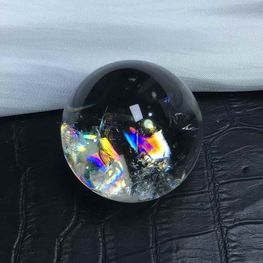 36mm Natural Rainbow Clear Quartz Sphere Crystal Energy Ball Reiki Decor Gem