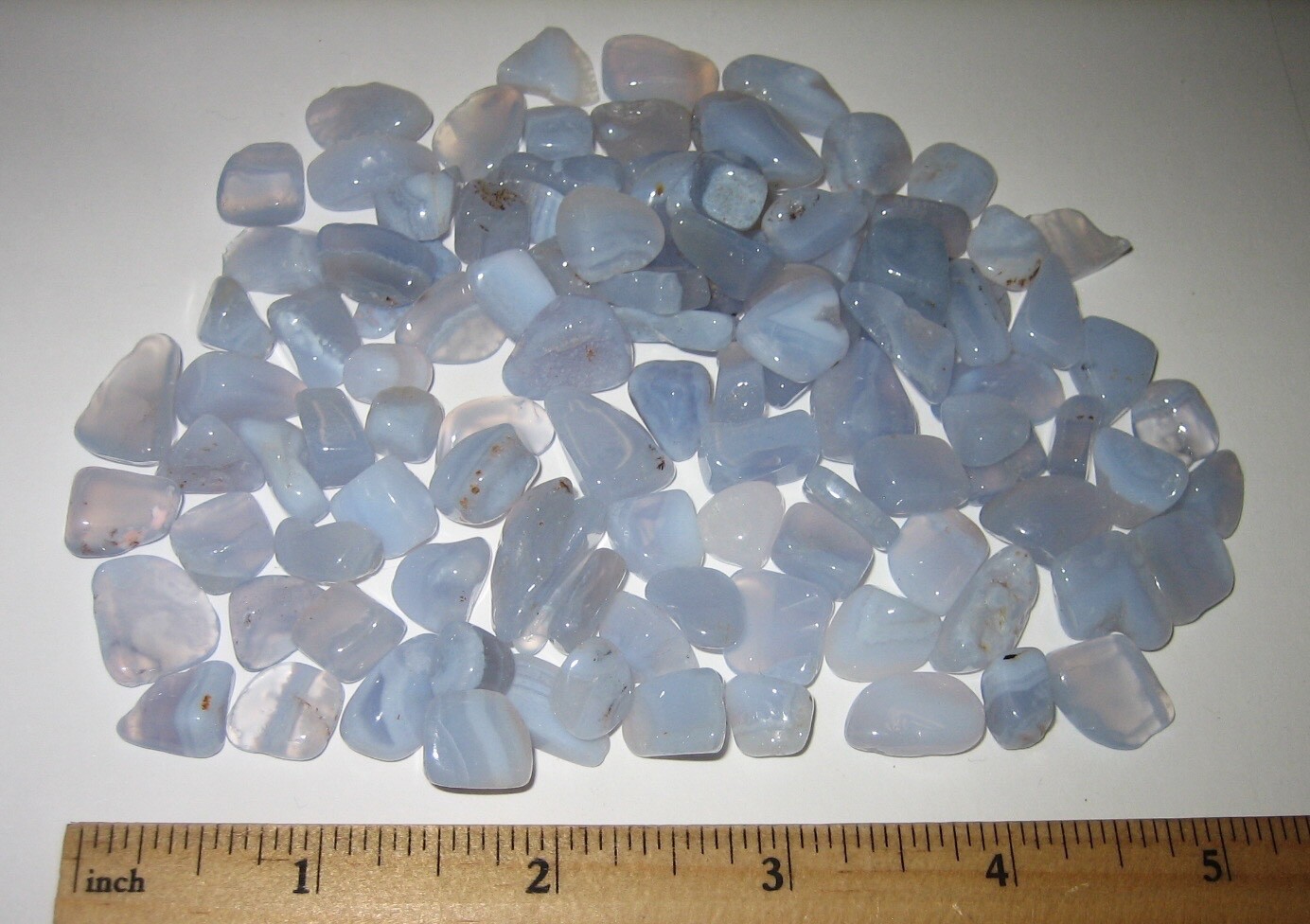 100+ TUMBLED POLISHED 0.2″- 0.7″ BLUE LACE AGATE CRYSTAL STONES ~ 134.8grams *1