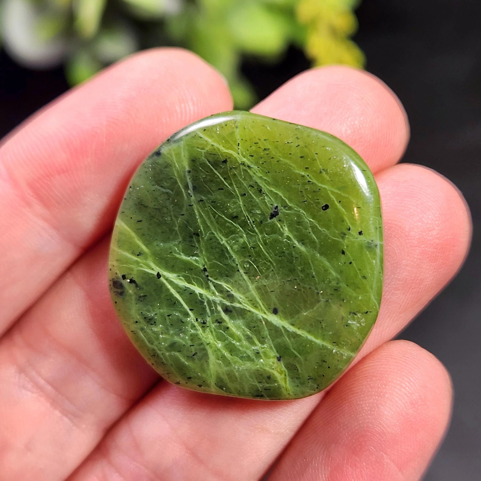 Canadian Green Jade Polished Palm Stone (1″+), Tumbled Jade Crystal Specimen