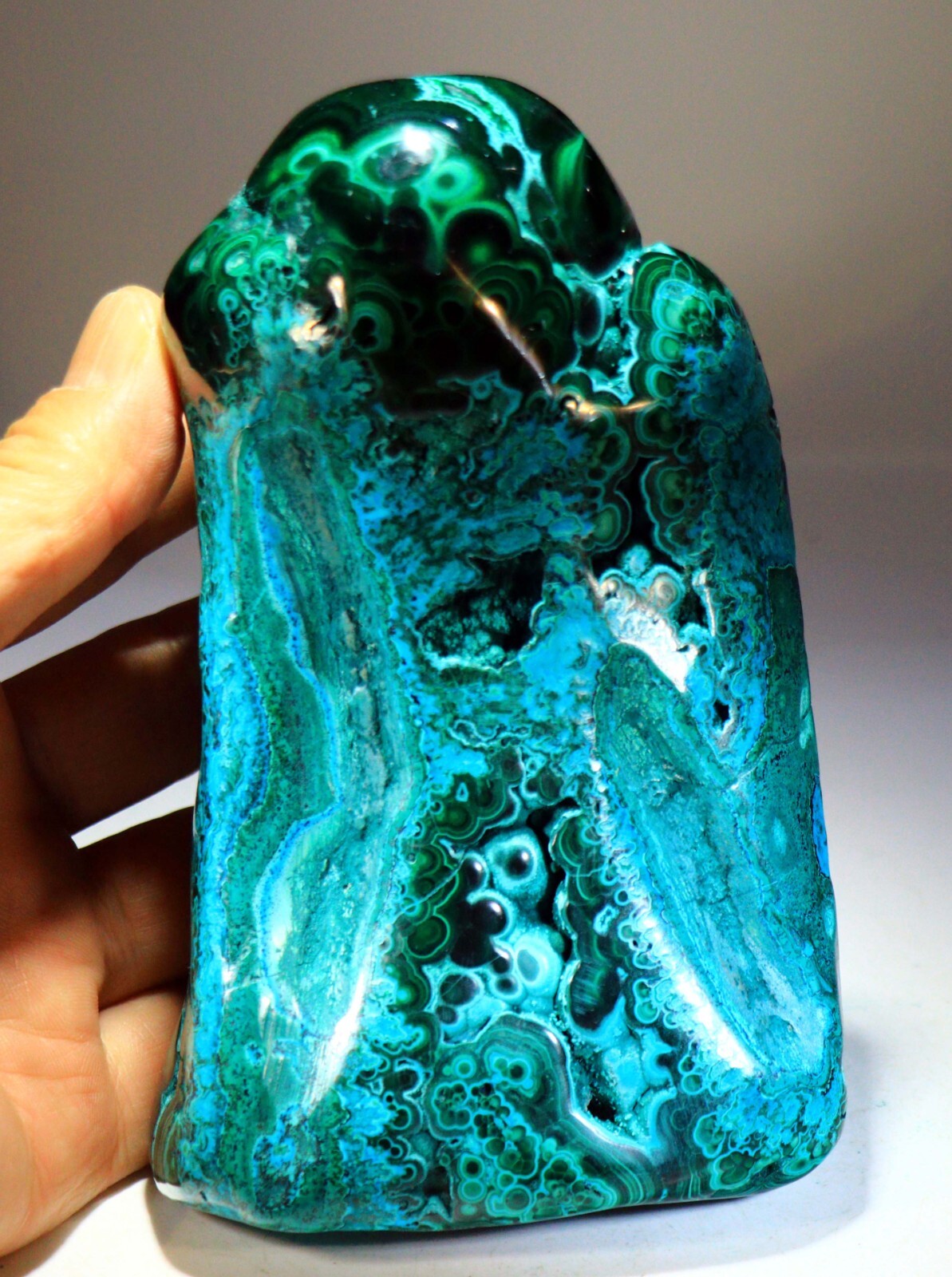5.75 in 2 lb 12.6 oz Vivid Chrysocolla Malachite w/Superb Pattern, Congo! CR178
