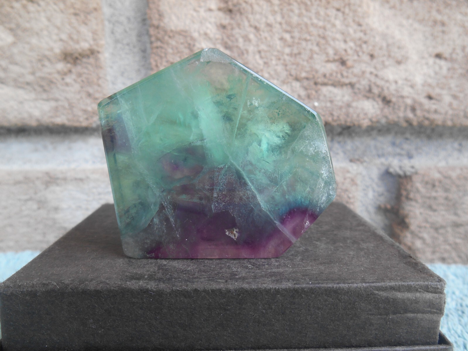 FLOURITE POLISHED POLYGON SLAB QUARTZ STONE 1-9/16″ TALL X 5/16″ THICK