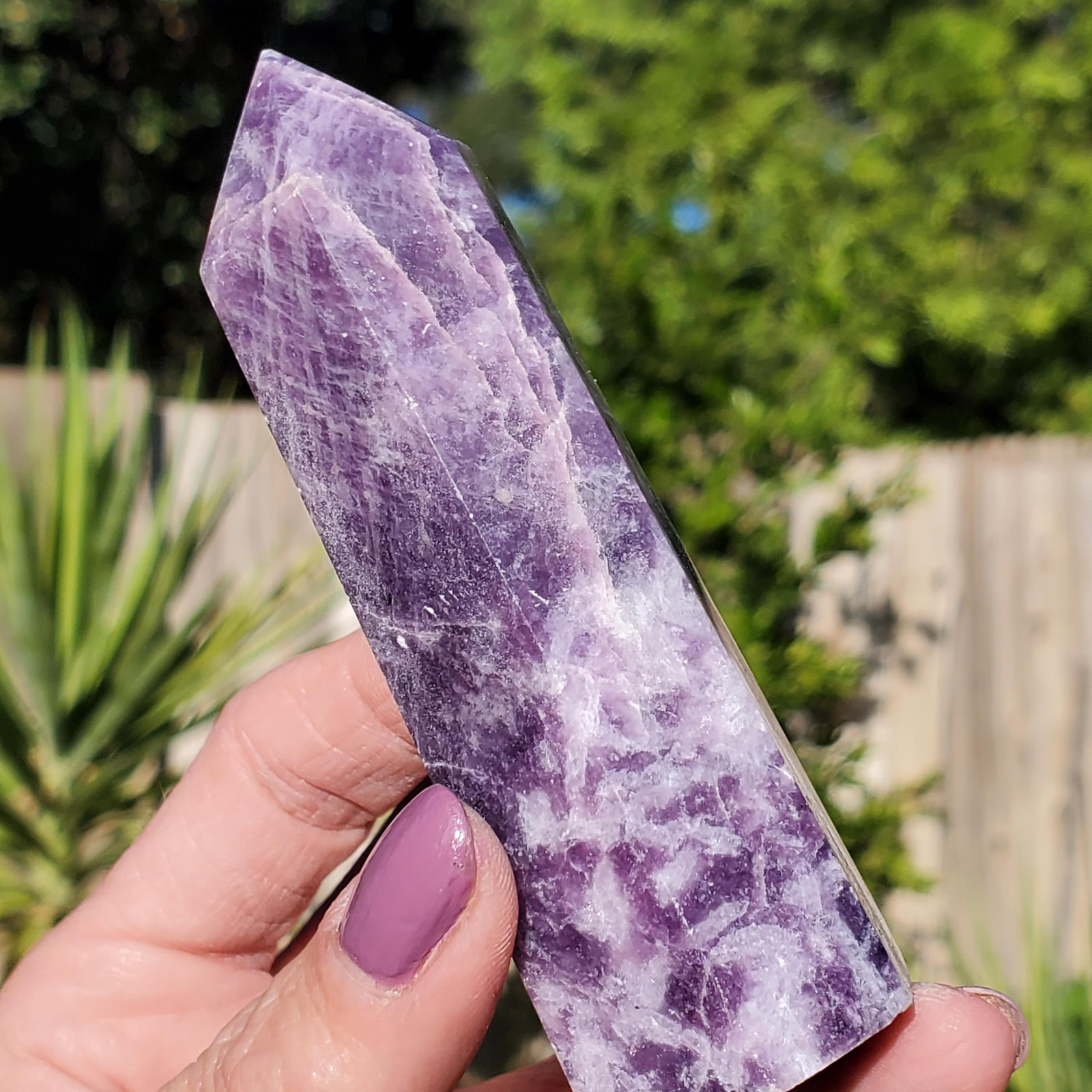 Lepidolite Mica Purple Lilac Point Tower 124 grams