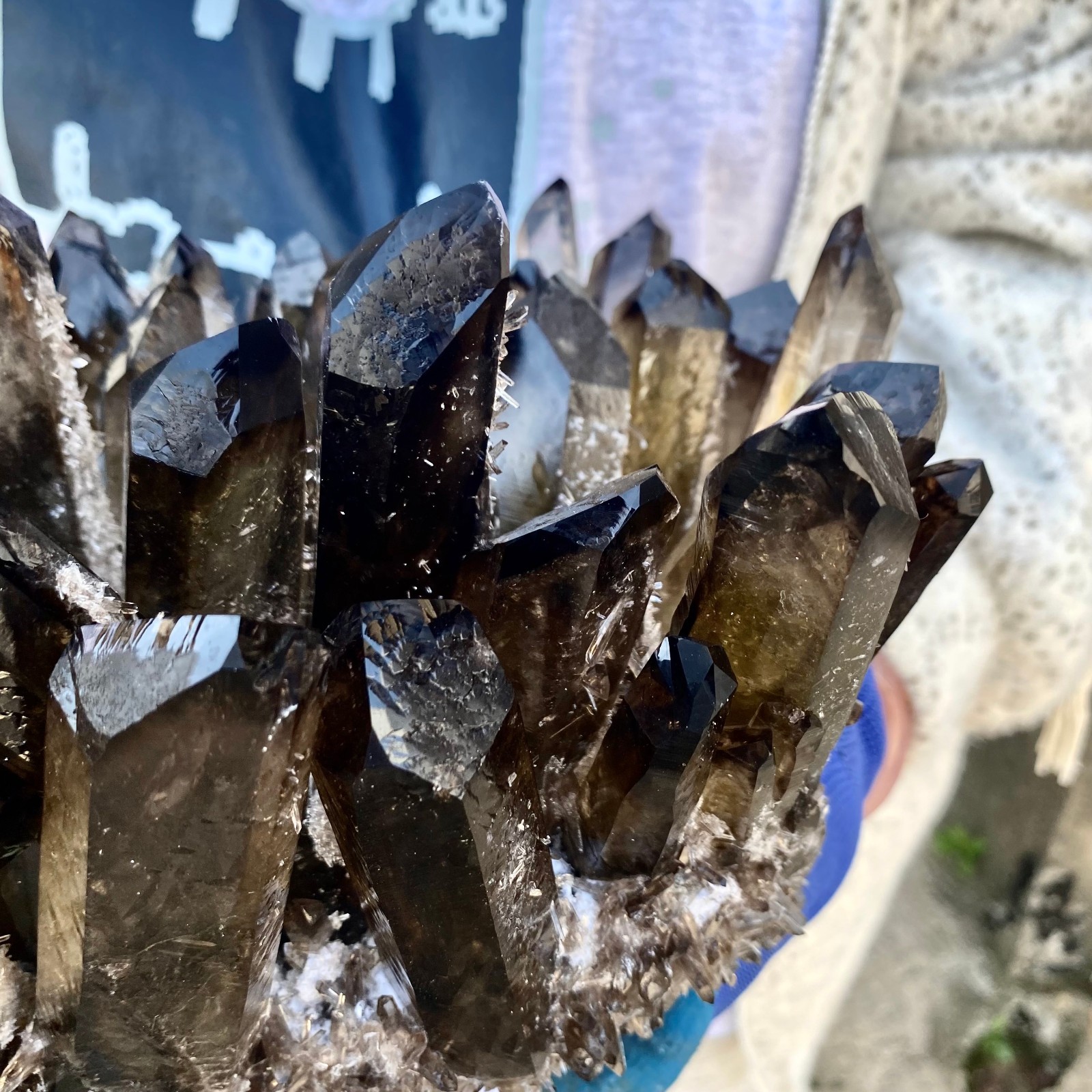 15.43LB New Find black Phantom Quartz Crystal Cluster Mineral Specimen Healing