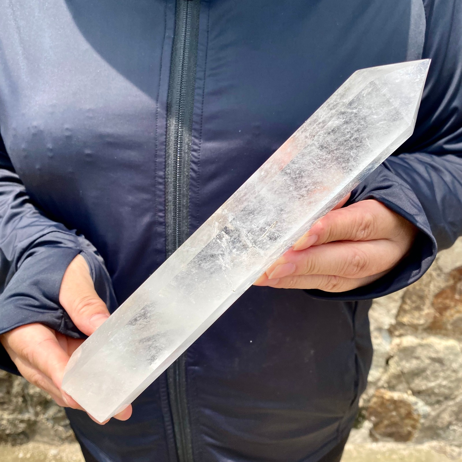 1.32LB Natural clear quartz obelisk Crystal Energy Tower Point Energy –