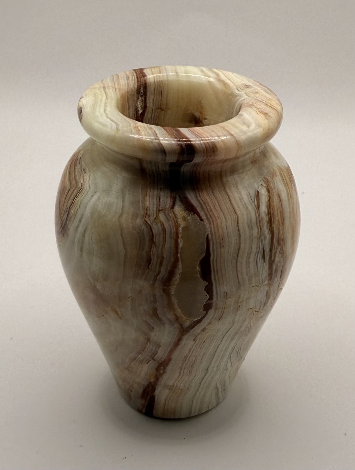 Banded Onyx Vase Pen Holder 3″ – Grounding Stone Desk Decor