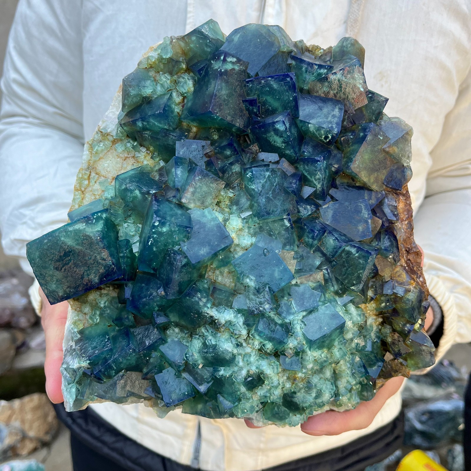 17.8lb Natural cubic green fluorite crystal clusters rough specimen Madagascar