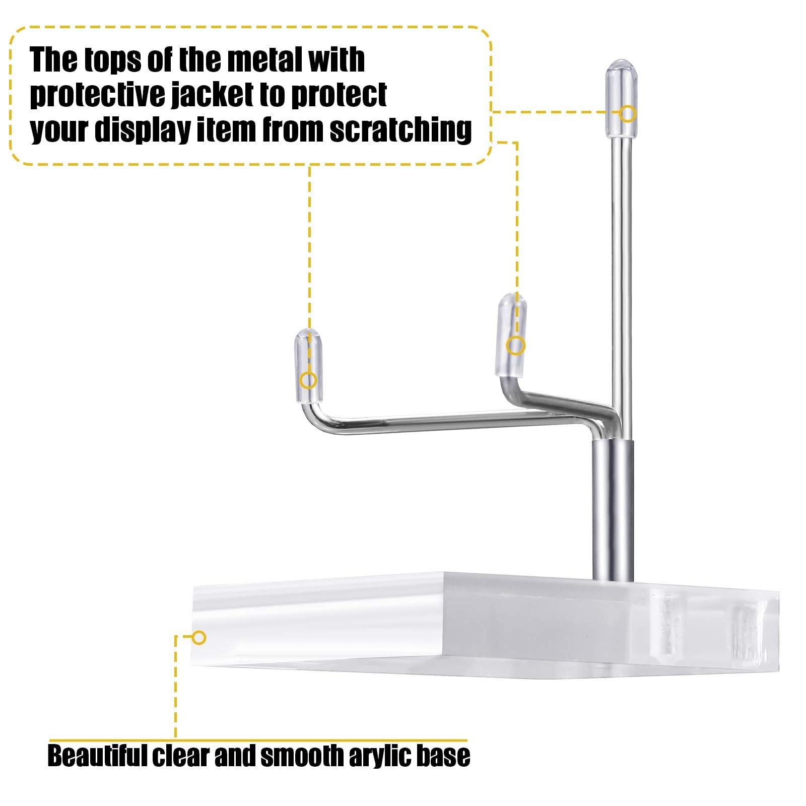 Kigley 8 Pcs Adjustable Metal Arm Display 1.57 x x 2.95 Inches, Silver