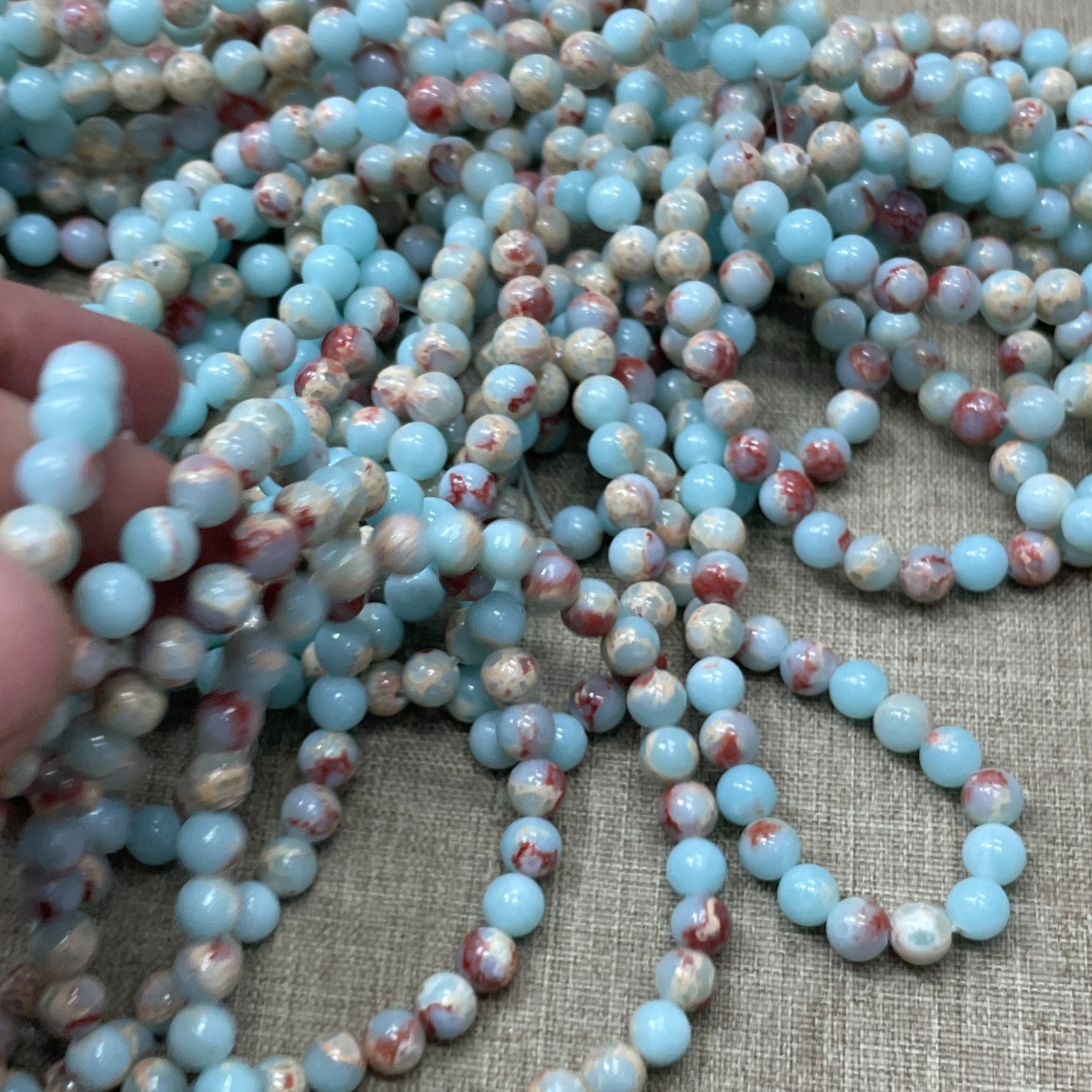 Wholesale 1 Pcs beautiful Stone ball beads 6mm 7.5” crystal Stretch Bracelet
