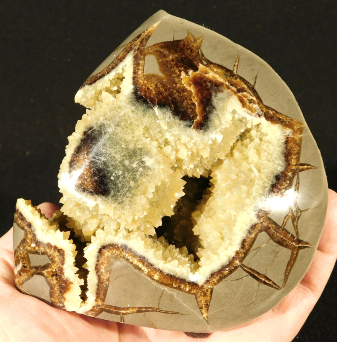 Big Polished AAA Crystal Filled Hollow Septarian GEODE Free Form Utah 1044gr