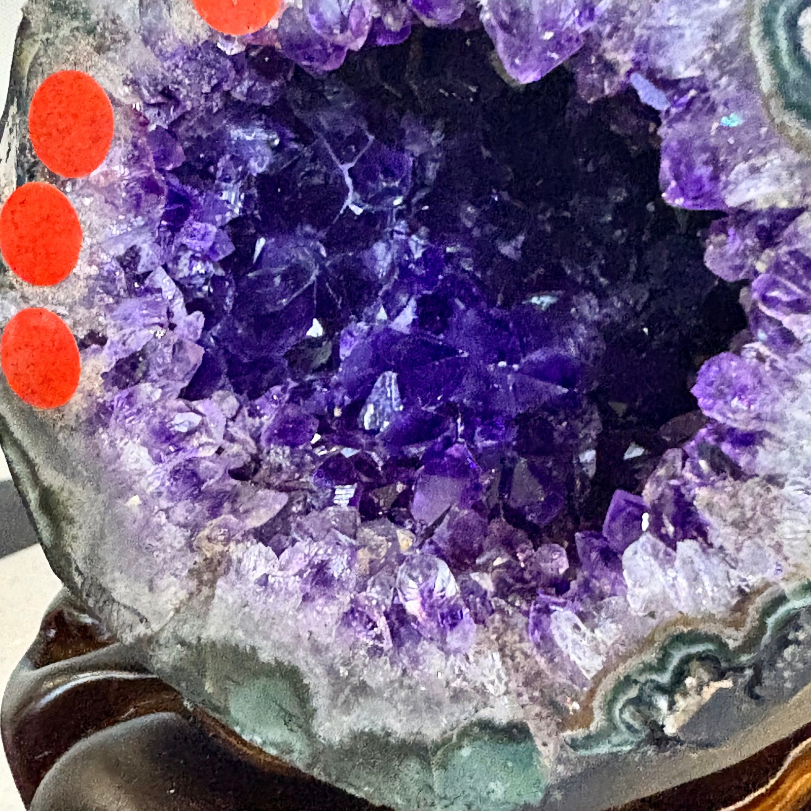 6.83LB Natural uruguay amethyst geode quartz money bag crystal +stand