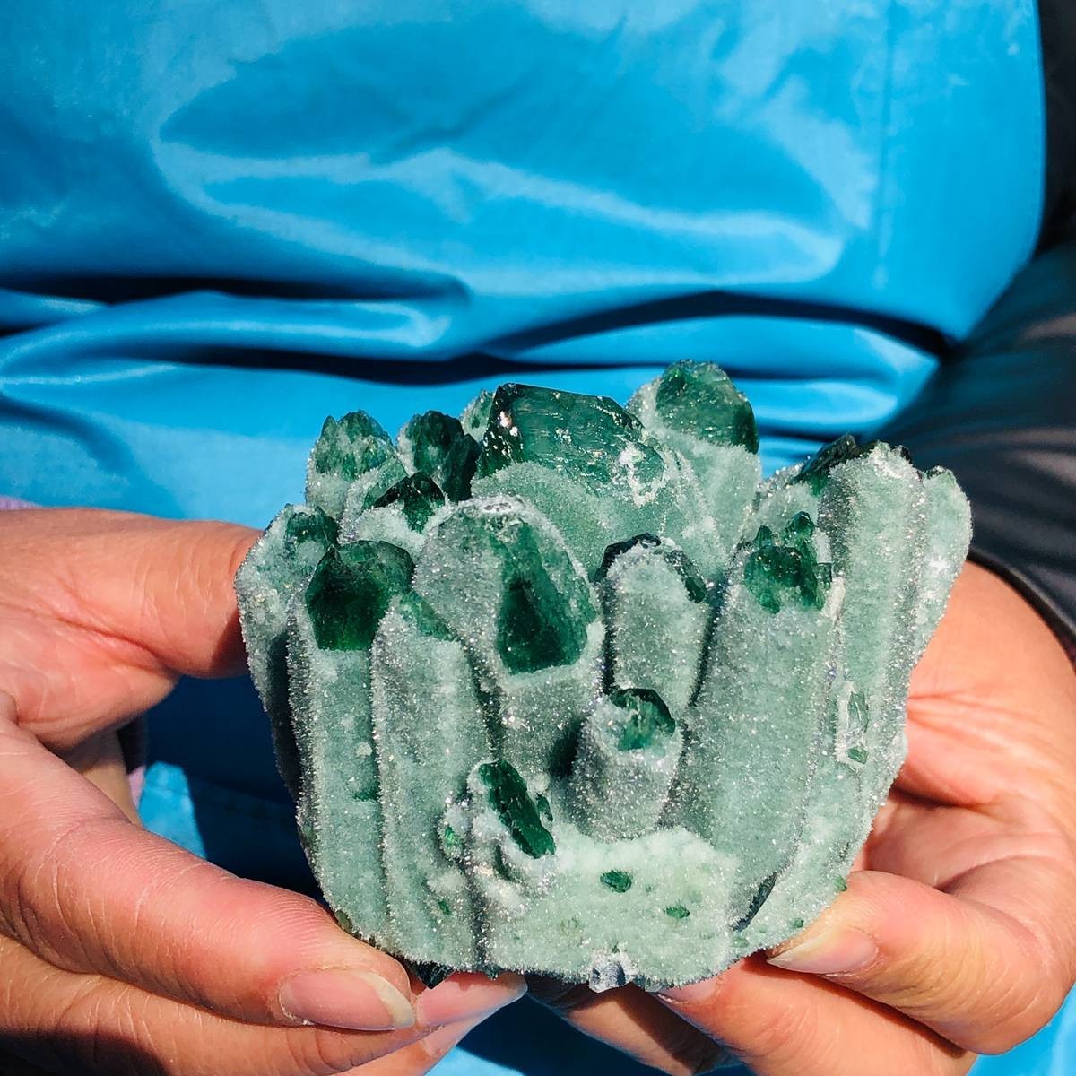 3 piece Lab-Grown Green Crystal Clusters Healing Energy Home Decor 2.53LB