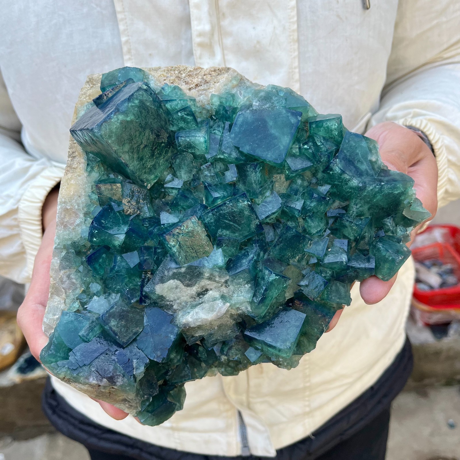 8.2lb Natural cubic green fluorite crystal clusters rough specimen Madagascar