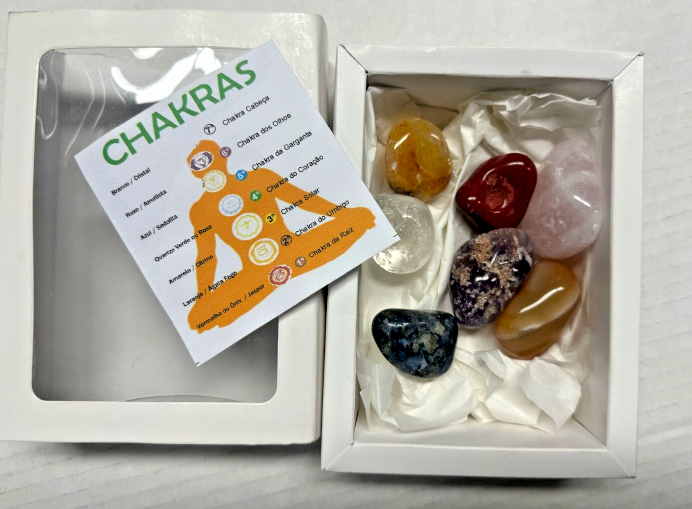 7 Chakra Tumbled Stone Set – Polished Healing Crystals from Brazil