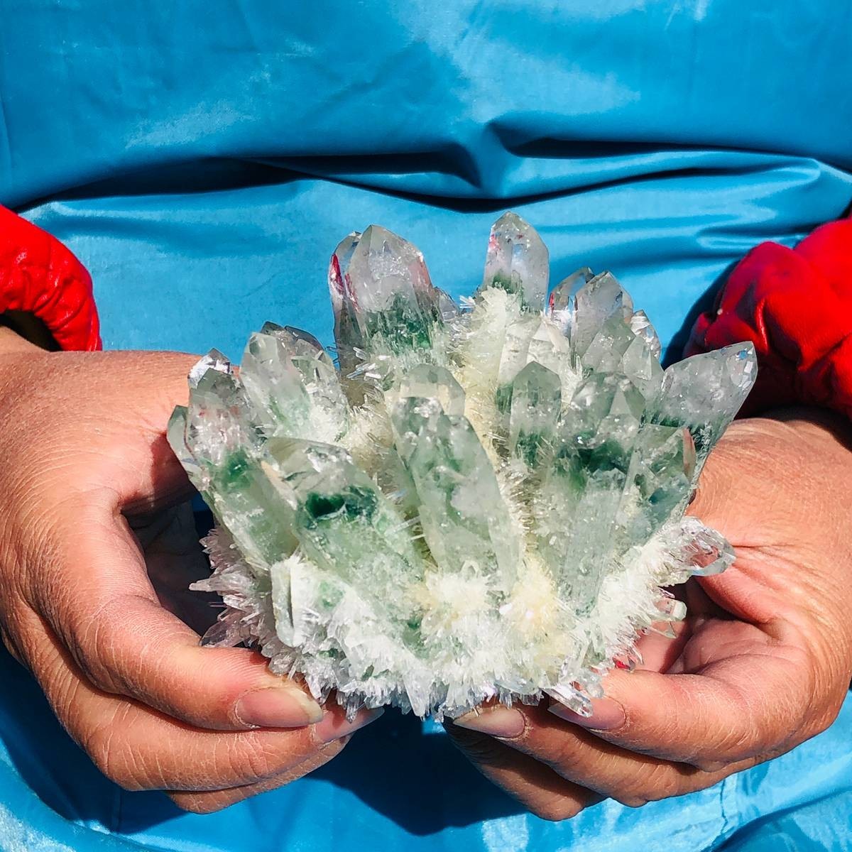2 piece Lab-Grown Green Crystal Clusters Healing Energy Home Decor 2.61LB