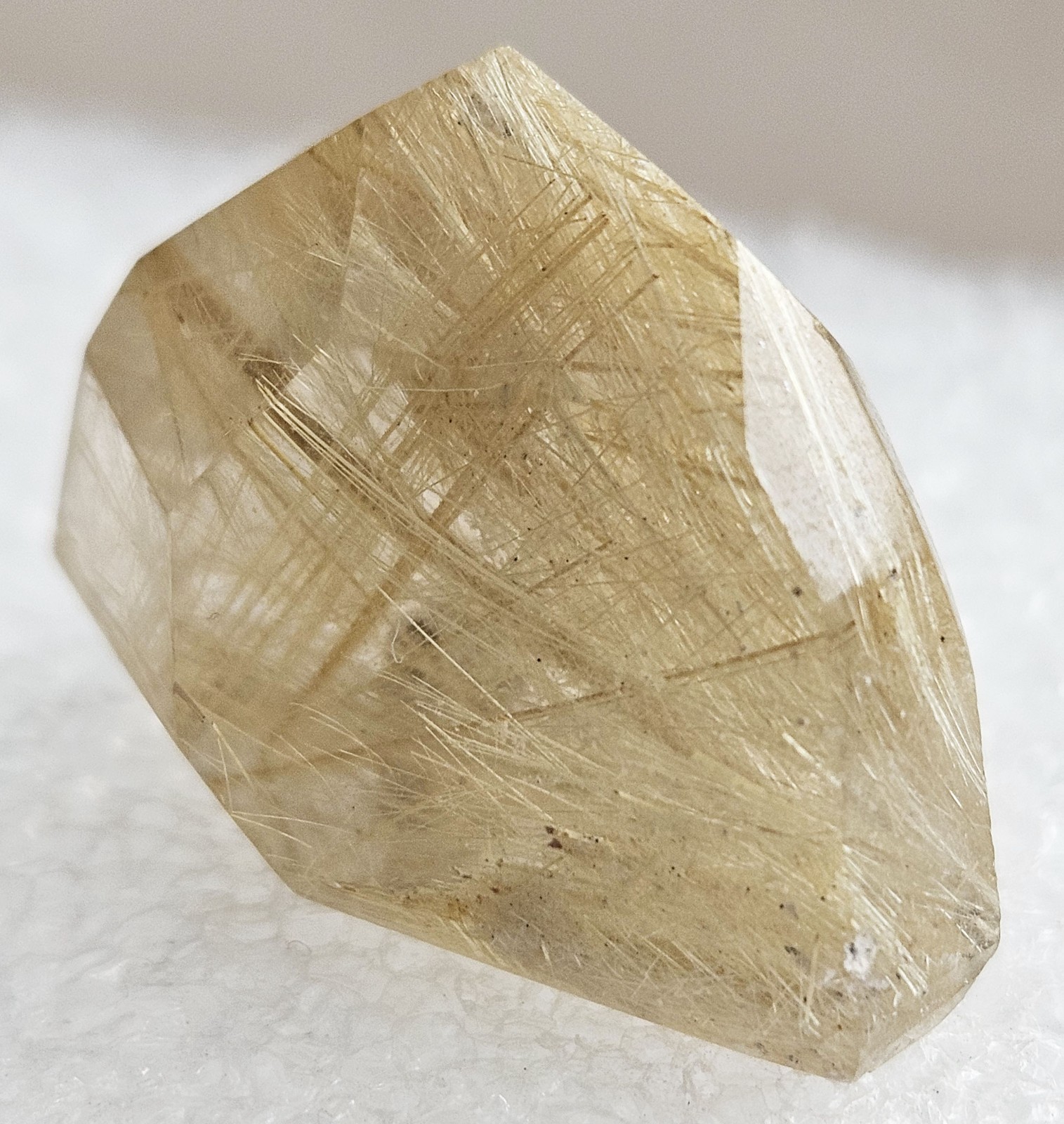Lustrous Golden Rutile in Quartz Point, Brazil, 1” x 0.8” x 0.7” + Free Stand