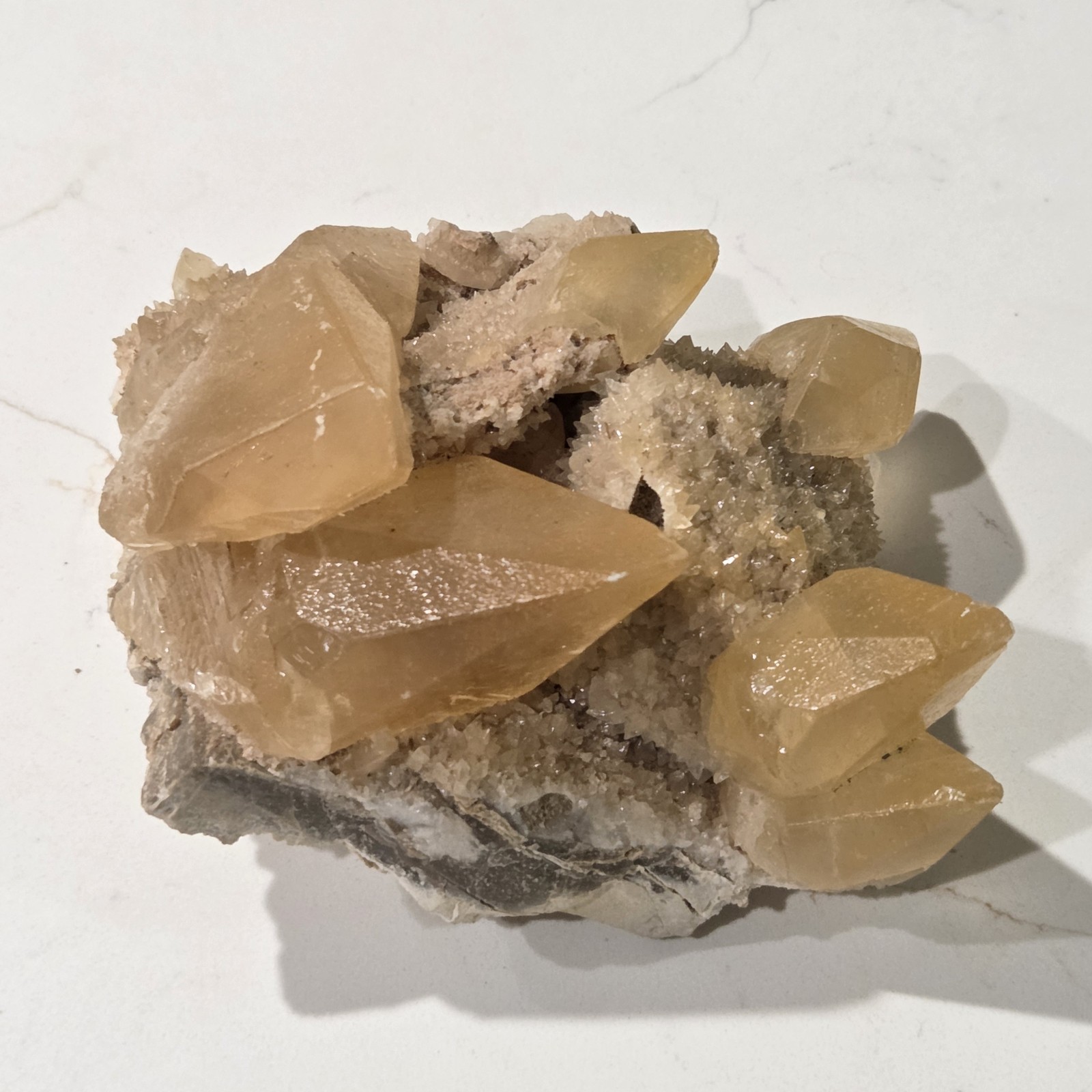 CALCITE ON BARITE NALLY GIBSON QUARRY, 6 IN & 978G. PRE-OWNED