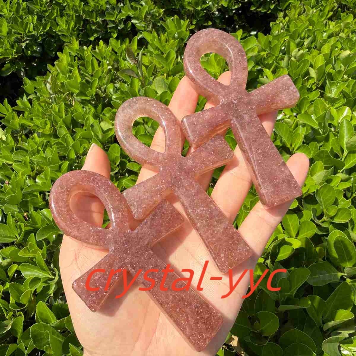 4.3″ Natural Quartz Crystal Cross Carved Crystal Ankh Reiki Healing Gift